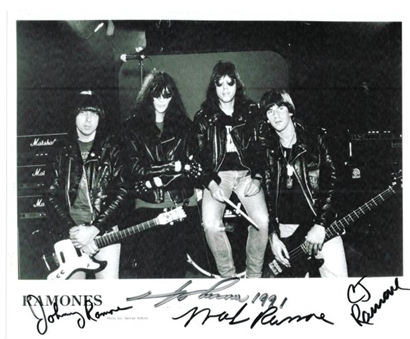 Ramones Signed 8x10 Photo by Johnny, Joey, Marky and CJ Ramone